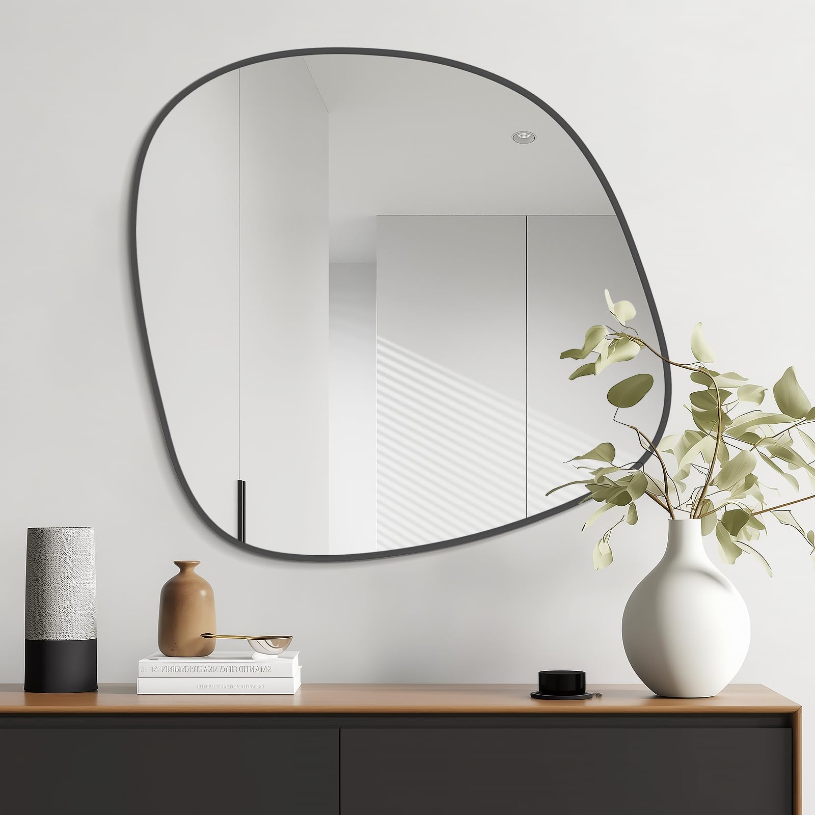 WallBeyond Asymmetrical Mirror, Irregular Mirror Full Length, Boho Wall Mirrors Decorative for Bedroom Living Room Entryway Hall, Mid Century Modern Decor 48" H x 22" W Gronata