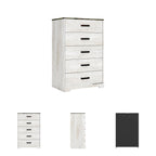 Signature Design by Ashley Shawburn Rustic 5 Drawer Chest of Smooth-Gliding Drawers and Safety Stop, White & Gray Gronata