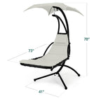 Best Choice Products Outdoor Hanging Curved Steel Chaise Lounge Chair Swing w/Built-in Pillow and Removable Canopy - Navy Blue Gronata