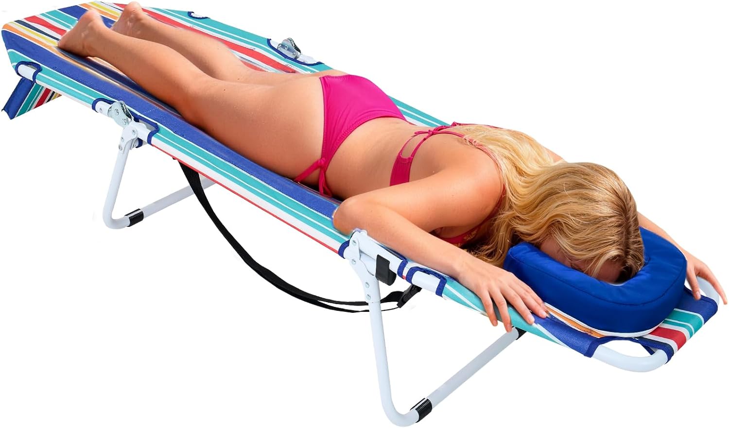DoCred Heavy Duty Chaise Lounge Chair, Adjustable 5-Position Folding Chaise Lounge Chairs for Outside, Portable Lay Flat Beach Lounge Chair for Outdoor Sunbathing Beach Pool Lawn Camping Gronata