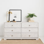 Signature Design by Ashley Shawburn Rustic 5 Drawer Chest of Smooth-Gliding Drawers and Safety Stop, White & Gray Gronata