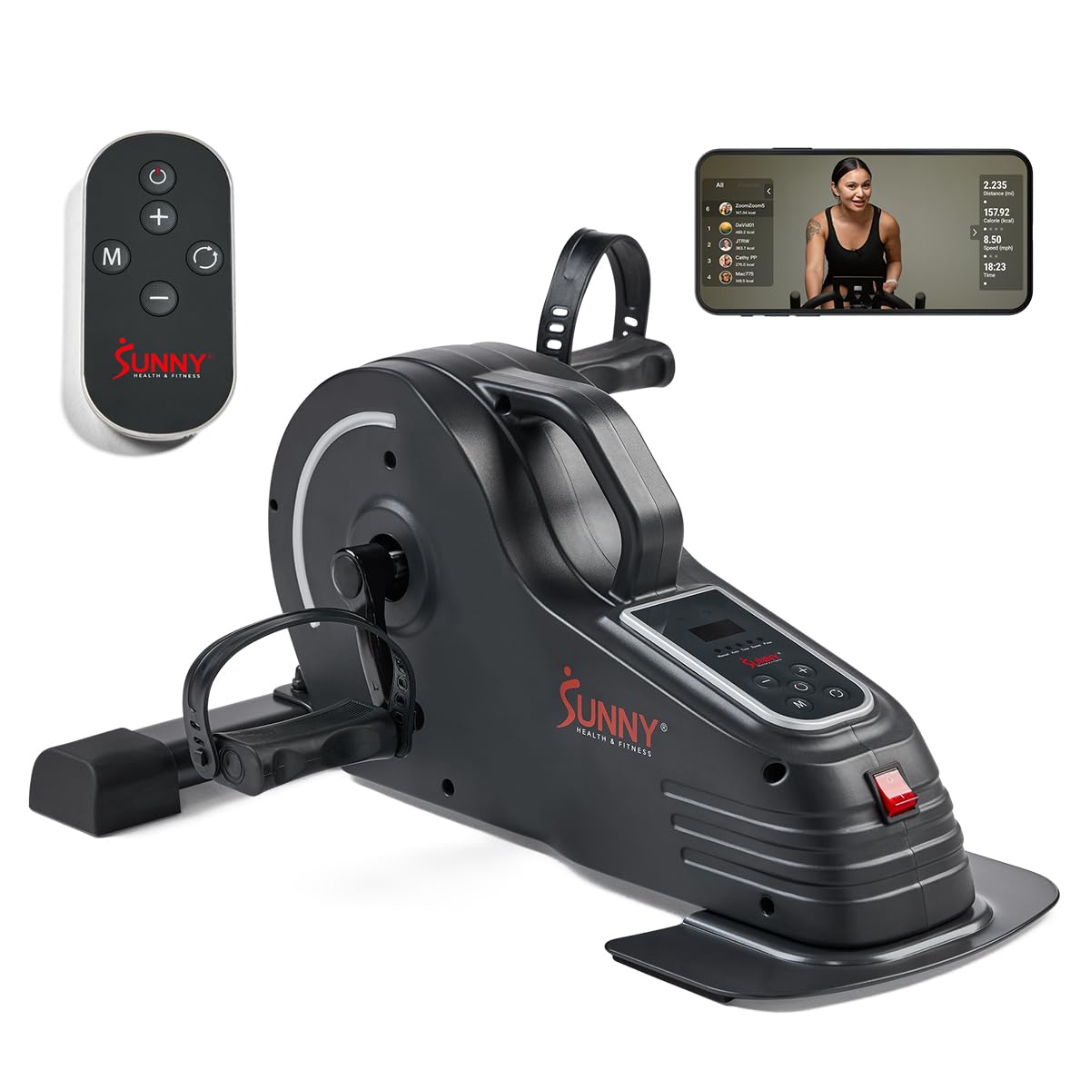 Sunny Health & Fitness Dual Function Smart Motorized Mini Bike Trainer, Under Desk Exercise Machine for Senior Training, Arm/Leg Cardio Cycle Workout, Free SunnyFit App Bluetooth Link-SF-B020029SMART Gronata