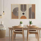 IARTTOP Large Boho Mid-century Modern Wood Wall Art 16x32 Inch Framed Green Abstract Leaf Wooden Wall Decor Bohemian Minimalist Geometric Wall Art Decor for Bedroom Living Room Office Set of 3 Gronata