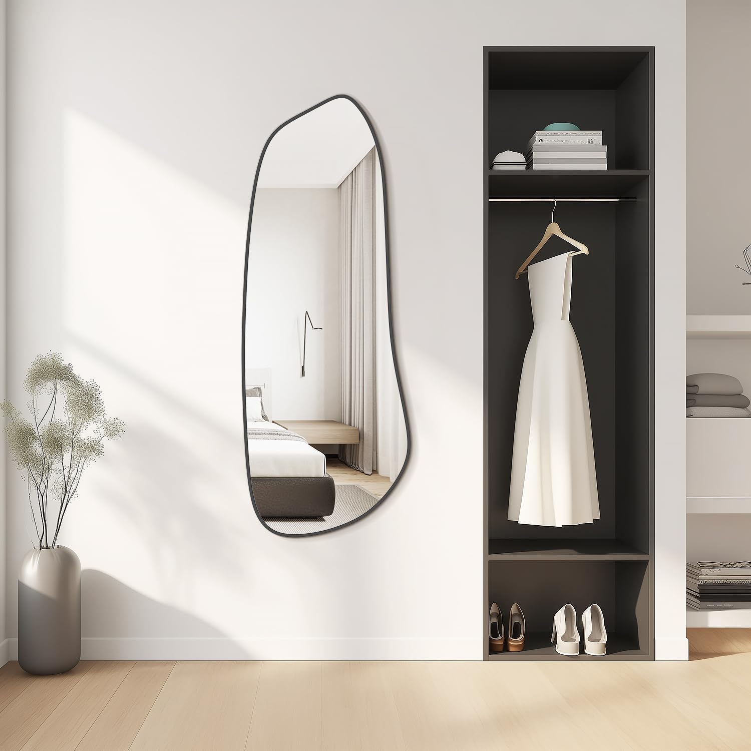 WallBeyond Asymmetrical Mirror, Irregular Mirror Full Length, Boho Wall Mirrors Decorative for Bedroom Living Room Entryway Hall, Mid Century Modern Decor 48" H x 22" W Gronata