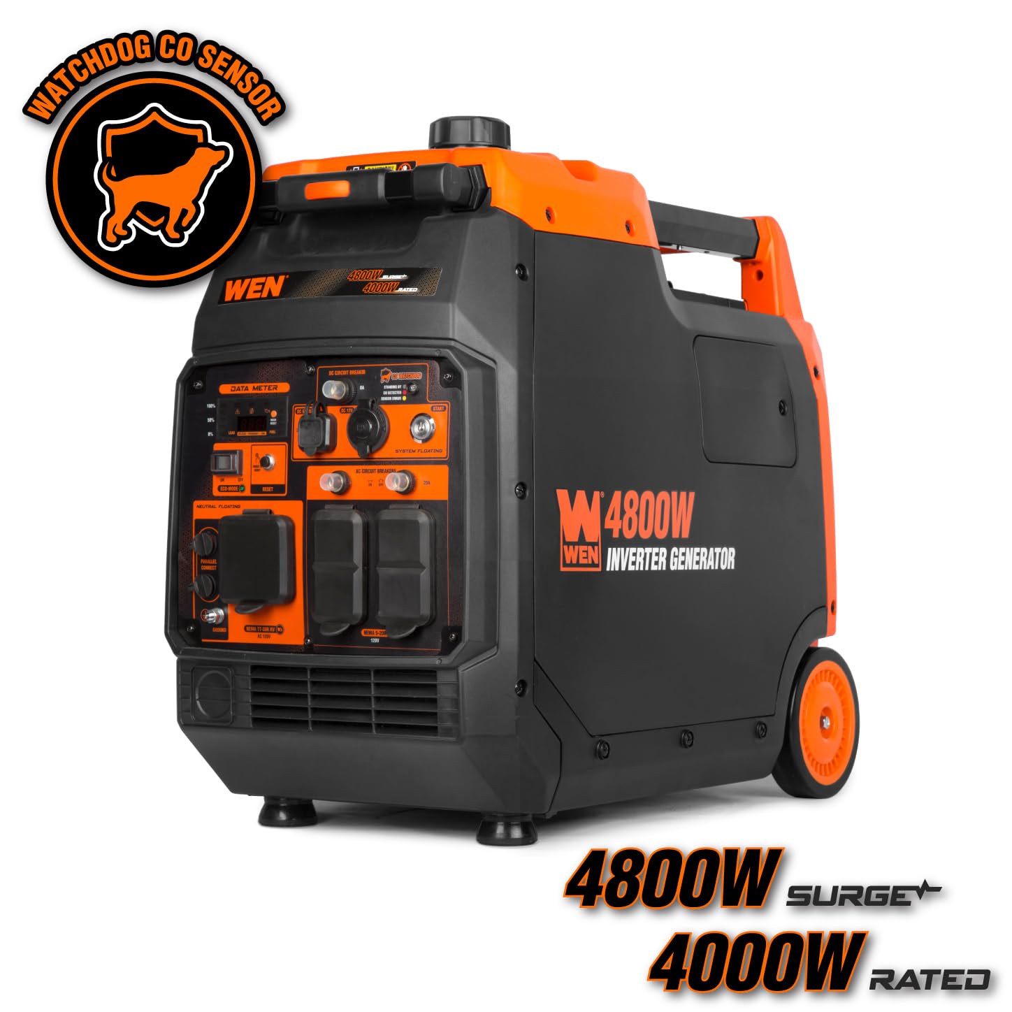 WEN Quiet and Lightweight 4800-Watt Dual Fuel RV-Ready Electric Start Portable Inverter Generator with Fuel Shut Off and CO Watchdog (DF480iX) Gronata