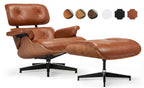 Asukale Top Grain Leather, Mid Century Chaise Lounge Chair and Ottoman, Modern Chair Classic Design, Heavy Duty Base Support for Living Room Study Lounge Office, Palisander-White Gronata