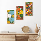 IARTTOP Large Boho Mid-century Modern Wood Wall Art 16x32 Inch Framed Green Abstract Leaf Wooden Wall Decor Bohemian Minimalist Geometric Wall Art Decor for Bedroom Living Room Office Set of 3 Gronata