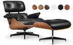 Asukale Top Grain Leather, Mid Century Chaise Lounge Chair and Ottoman, Modern Chair Classic Design, Heavy Duty Base Support for Living Room Study Lounge Office, Palisander-White Gronata