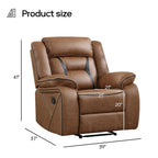 EBELLO Faux Leather Recliner Sofa Furniture Set for Living Room, 2 Recliner Chairs, 3 Seat Reclining Sofa Couch Set for Meeting Room, Brown Gronata