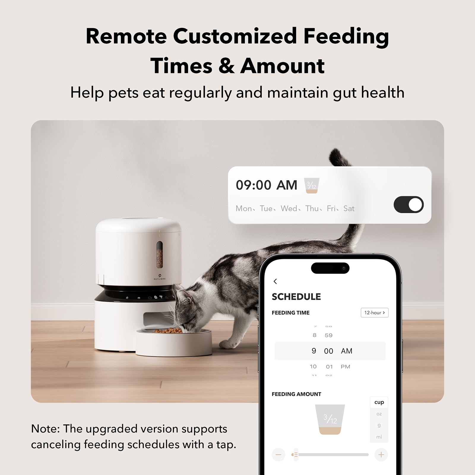 PETLIBRO Automatic Cat Feeder, 5G WiFi Automatic Dog Food Dispenser with Freshness Preservation, 5L Timed Pet Feeder with Low Food Sensor, Up to 10 Meals Per Day Gronata