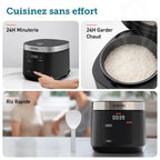 Cosori Rice Cooker 10 Cup, 24h Keep Warm, Non-stick Ceramic Inner Pot, 18 Functions Fuzzy Logic Rice Maker with Stainless Steel Steamer Basket, Sauté, Slow Cooker, Black Gronata