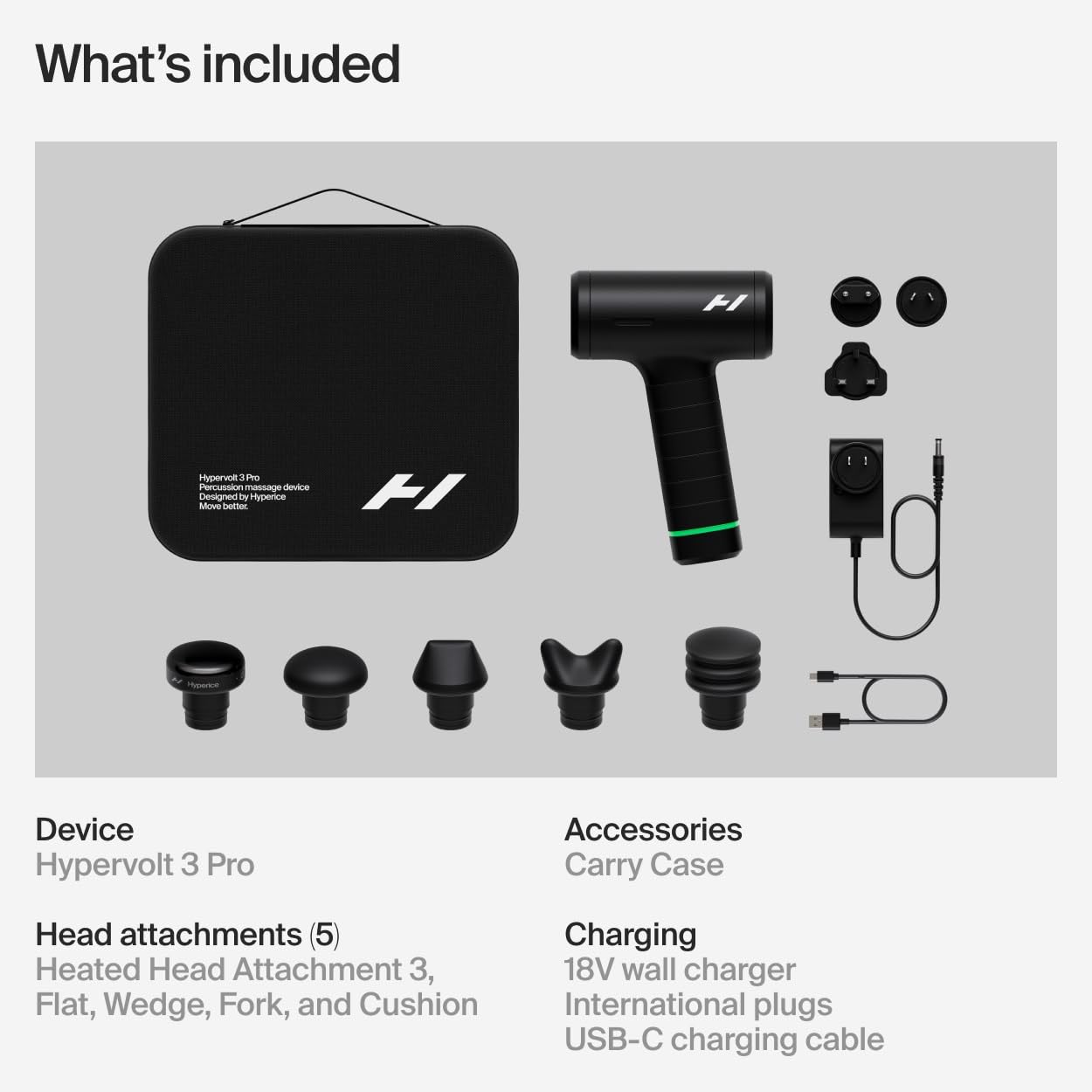 Hyperice Hypervolt 3 Pro – Professional Percussion Massage Gun with QuietGlide Technology | 6 Speeds, Pressure Sensor, Heated Head & 5 Attachments | Deep Tissue Muscle Relief and Recovery Gronata