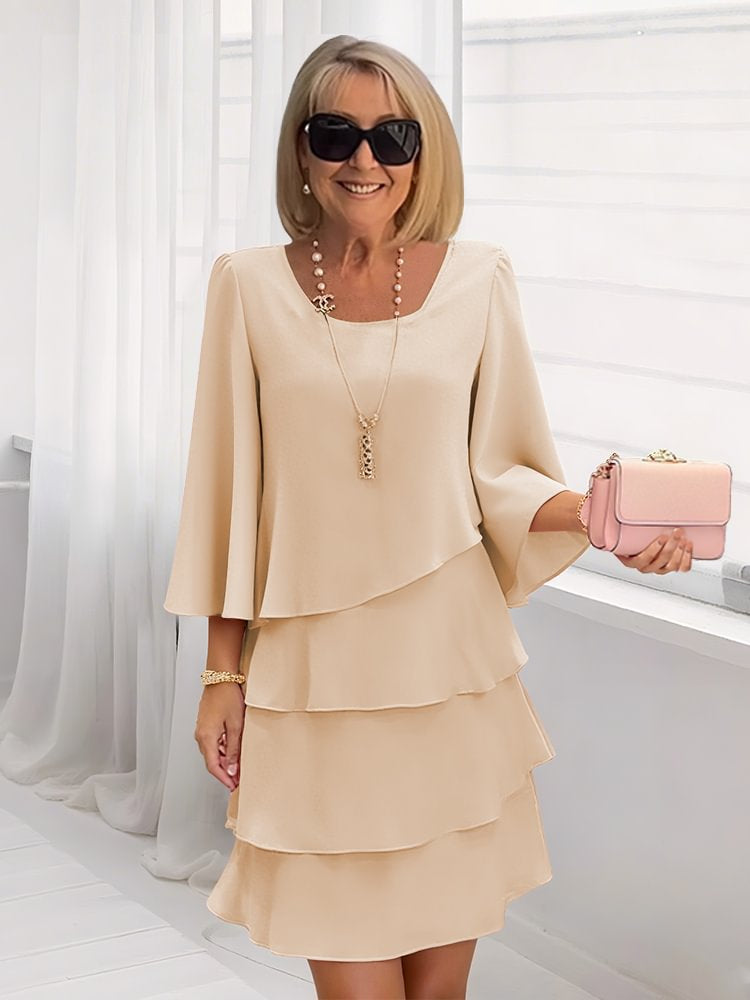 Round Neck Cake Skirt Spliced Dress Women's Clothing Gronata