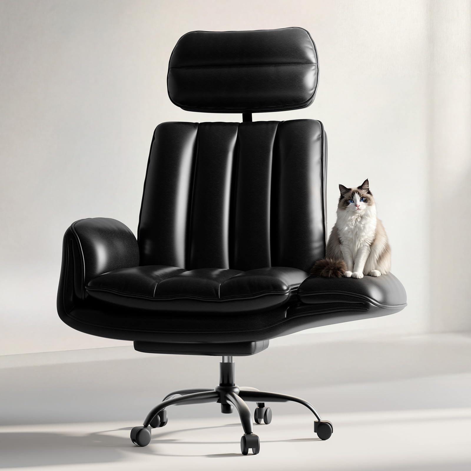 HOMRELEXA Criss Cross Office Chair with Armrests & Wheels, Comfy Velvet Vanity Chair, Ergonomic Executive Gaming Computer Chairs with Foot Rest, Wide Seat Reclining Desk Chair, White Gronata