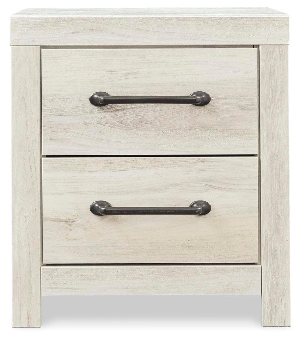 Signature Design by Ashley Wynnlow Rustic 2 Drawer Two Drawer Nightstand, 24.41" Tall, Weathered Gray Gronata