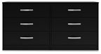 Signature Design by Ashley Finch Modern 6 Drawer Dresser with Ball-bearing Construction and Safety Stop, Black Gronata