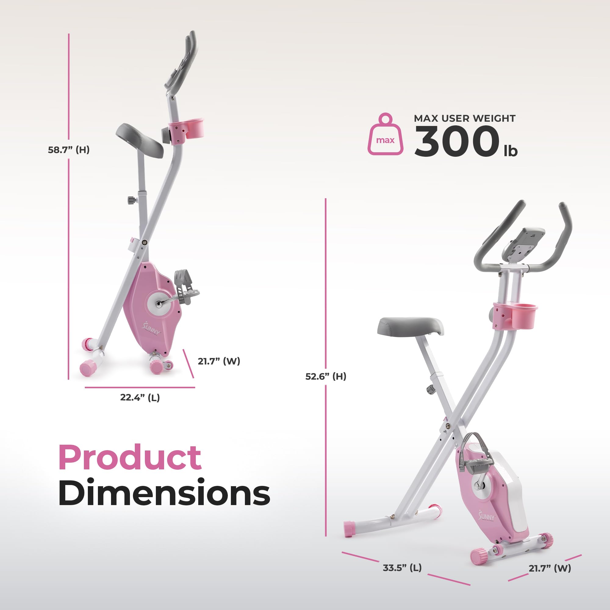 Sunny Health & Fitness Foldable Magnetic Stationary Exercise X-Bike Pro, 300 LB Capacity, Low-Impact, 14-Level Resistance, Ergonomic Support, SunnyFit App Enhanced Connectivity - SF-B223012 Gronata