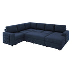 HONBAY Sectional Sleeper Sofa with Pull Out Bed U-Shape Sectional Couch Sleeper Bed with Storage Chaise 6 Seater Sleeper Sectional Sofa, Light Grey Gronata