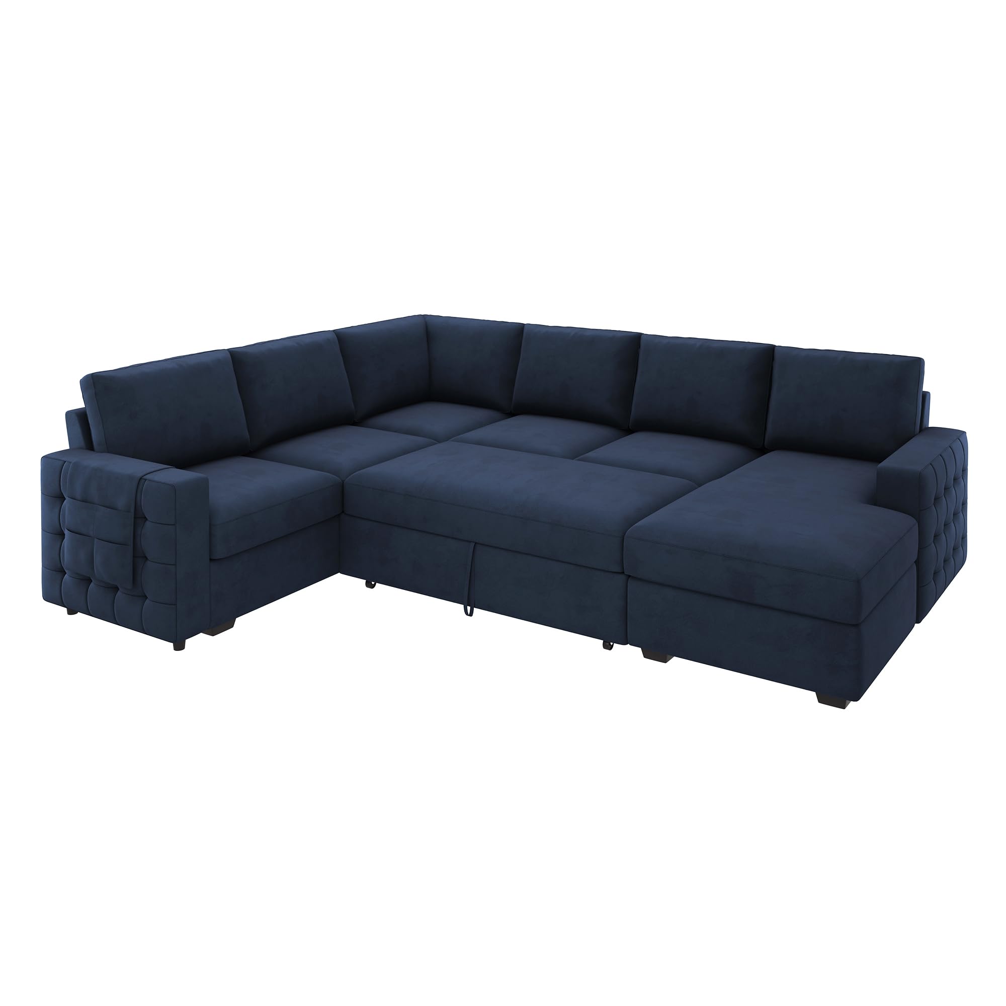 HONBAY Sectional Sleeper Sofa with Pull Out Bed U-Shape Sectional Couch Sleeper Bed with Storage Chaise 6 Seater Sleeper Sectional Sofa, Light Grey Gronata