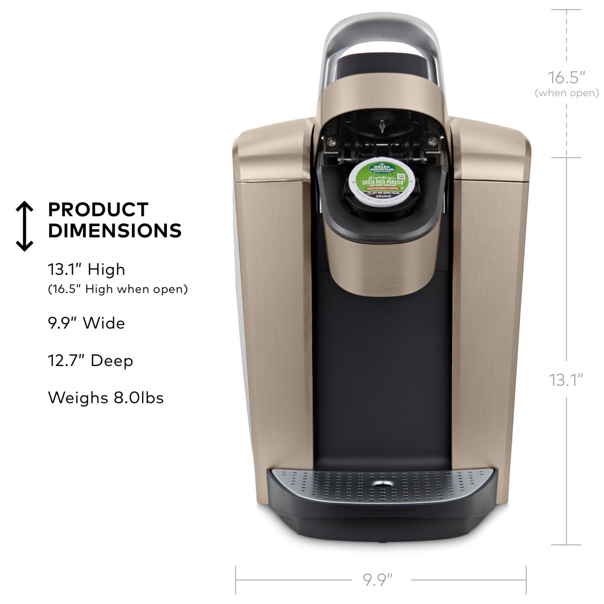 Keurig K-Elite Single Serve K-Cup Pod Coffee Maker, with Strength and Temperature Control, Iced Coffee Capability, 8 to 12oz Brew Size, Programmable, Brushed Slate Gronata
