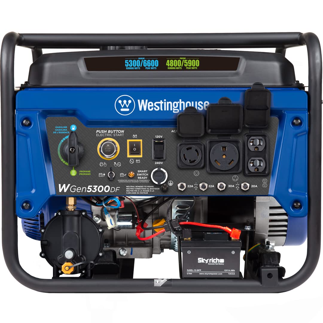 Westinghouse 6600 Peak Watt Home Backup Portable Generator, Transfer Switch Ready 30A Outlet, RV Ready 30A Outlet, Gas Powered, CO Sensor Gronata