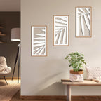 IARTTOP Large Boho Mid-century Modern Wood Wall Art 16x32 Inch Framed Green Abstract Leaf Wooden Wall Decor Bohemian Minimalist Geometric Wall Art Decor for Bedroom Living Room Office Set of 3 Gronata