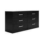 Signature Design by Ashley Finch Modern 6 Drawer Dresser with Ball-bearing Construction and Safety Stop, Black Gronata