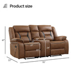 EBELLO Faux Leather Recliner Sofa Furniture Set for Living Room, 2 Recliner Chairs, 3 Seat Reclining Sofa Couch Set for Meeting Room, Brown Gronata