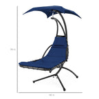 Best Choice Products Outdoor Hanging Curved Steel Chaise Lounge Chair Swing w/Built-in Pillow and Removable Canopy - Navy Blue Gronata