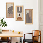 IARTTOP Large Boho Mid-century Modern Wood Wall Art 16x32 Inch Framed Green Abstract Leaf Wooden Wall Decor Bohemian Minimalist Geometric Wall Art Decor for Bedroom Living Room Office Set of 3 Gronata