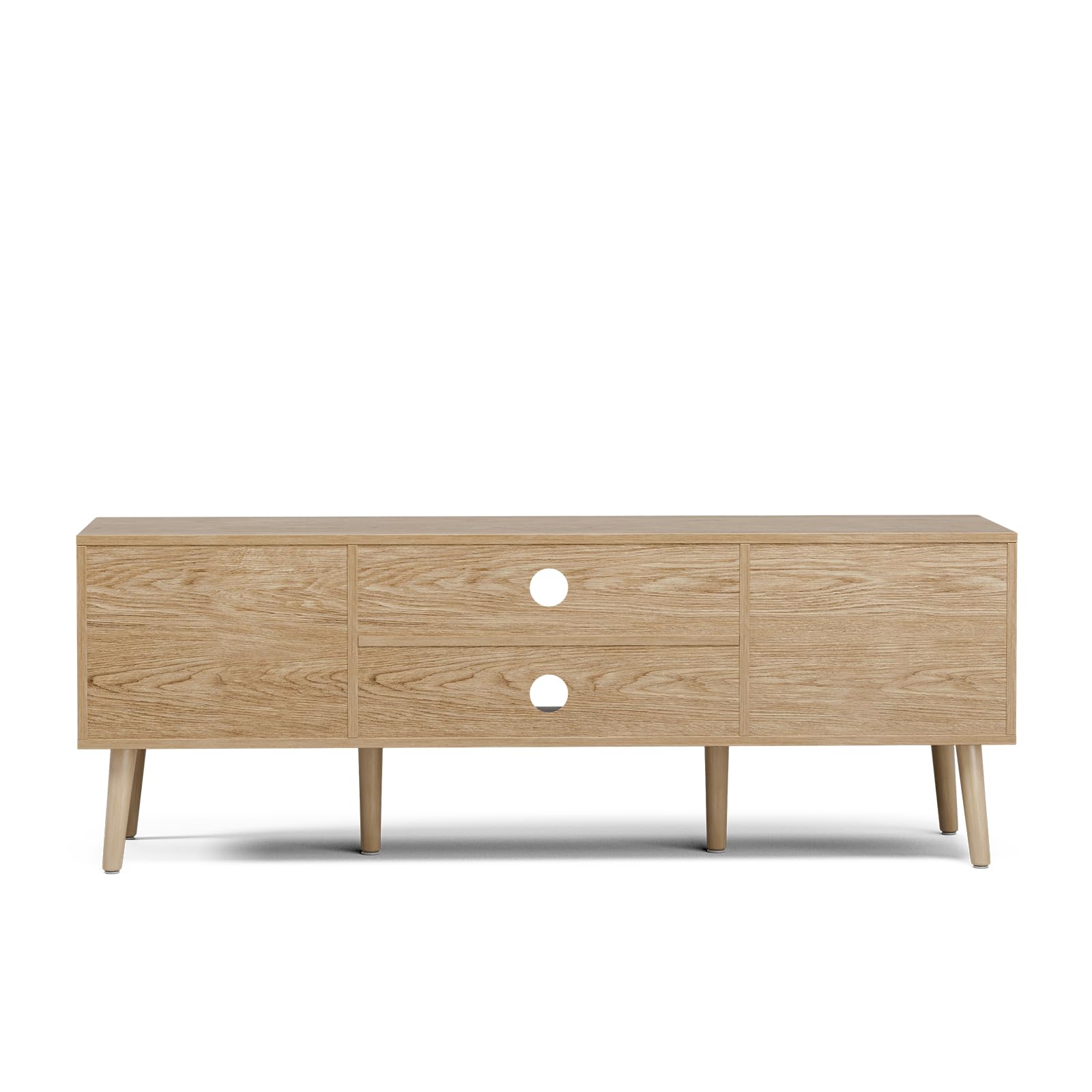 LCRBOL TV Stand for Living Room, Mid Century Modern Entertainment Center for 55/60 inch TVs, TV Console with Fluted Door Cabinets and Open Shelves, for Bedroom, Walnut Gronata