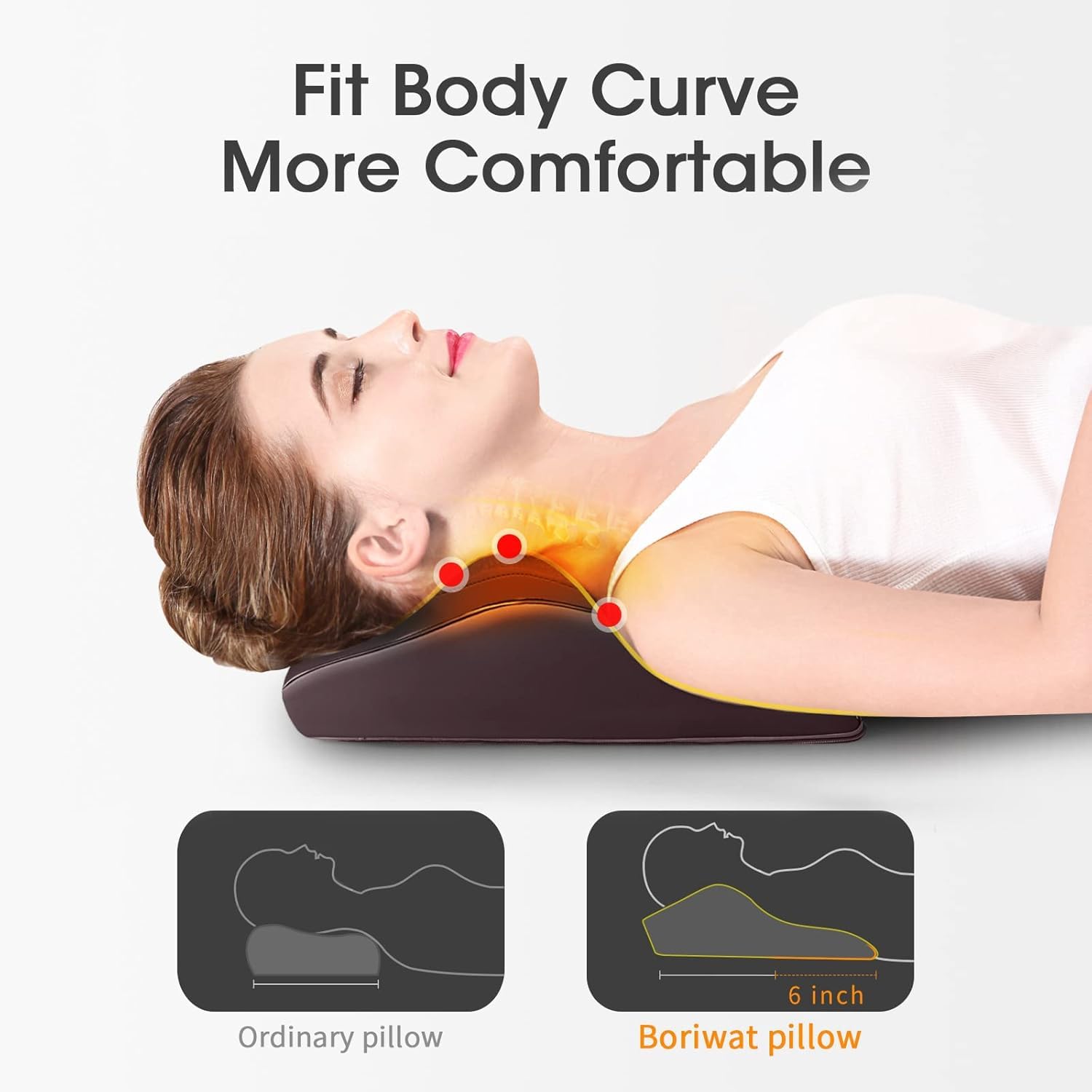 Boriwat Back Massager with Heat, 3D Kneading Massage Pillow for Back, Neck, Shoulder, Leg Pain Relief Deep Tissue, Gifts for Women Men Mom Dad Gronata
