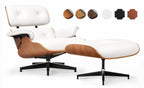 Asukale Top Grain Leather, Mid Century Chaise Lounge Chair and Ottoman, Modern Chair Classic Design, Heavy Duty Base Support for Living Room Study Lounge Office, Palisander-White Gronata
