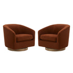 CHITA Swivel Accent Chair, Fully Assembled Fabric Barrel Armchair with FSC Certified Upholstered for Living Room, Bedroom and Office, Cream Gronata