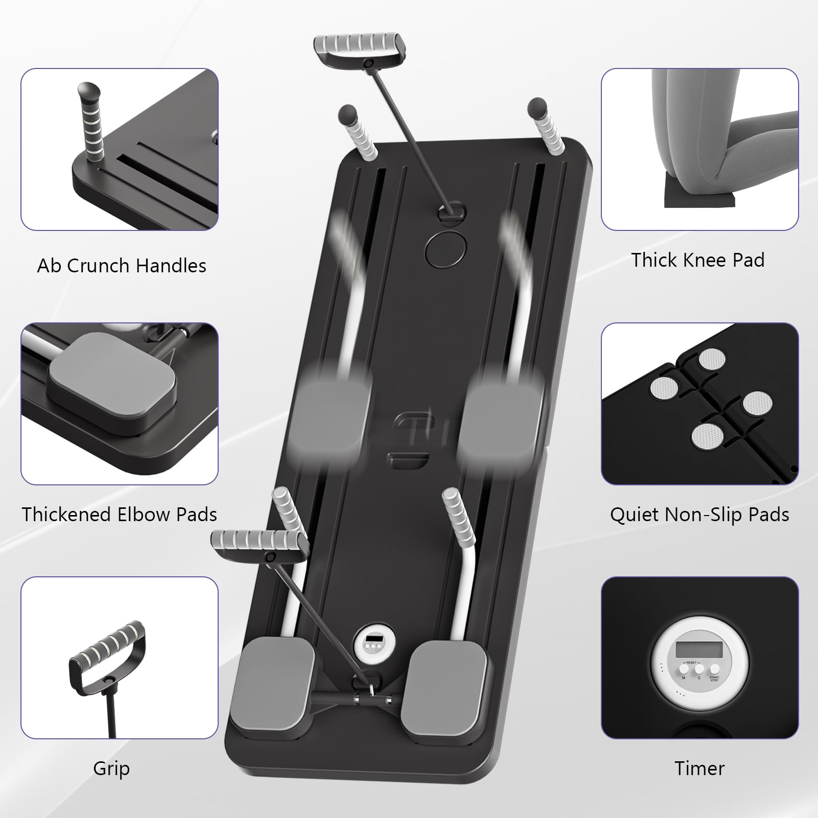 JANUA Pilates Board - Pilates Reformer Set, Multi-Purpose Foldable Pilates Reformer Board for Home, 5 in 1 Pilates Sliding Board Gronata