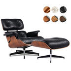 Asukale Top Grain Leather, Mid Century Chaise Lounge Chair and Ottoman, Modern Chair Classic Design, Heavy Duty Base Support for Living Room Study Lounge Office, Palisander-White Gronata
