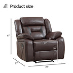 EBELLO Faux Leather Recliner Sofa Furniture Set for Living Room, 2 Recliner Chairs, 3 Seat Reclining Sofa Couch Set for Meeting Room, Brown Gronata