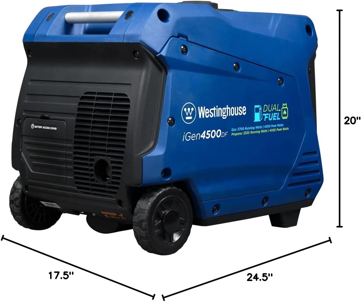 Westinghouse 5000 Peak Watt Super Quiet Dual Fuel Portable Inverter Generator, Remote Electric Start, Gas & Propane Powered, RV Ready 30A Outlet, Parallel Capable, Blue/Black Gronata
