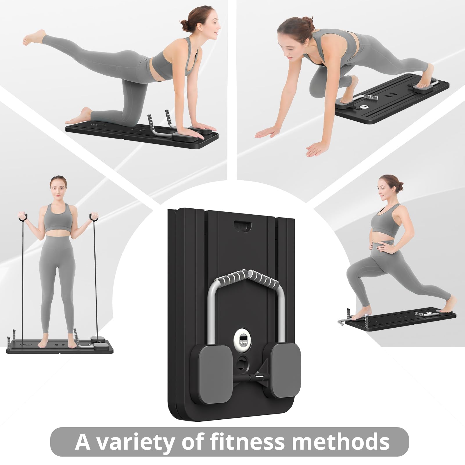 JANUA Pilates Board - Pilates Reformer Set, Multi-Purpose Foldable Pilates Reformer Board for Home, 5 in 1 Pilates Sliding Board Gronata