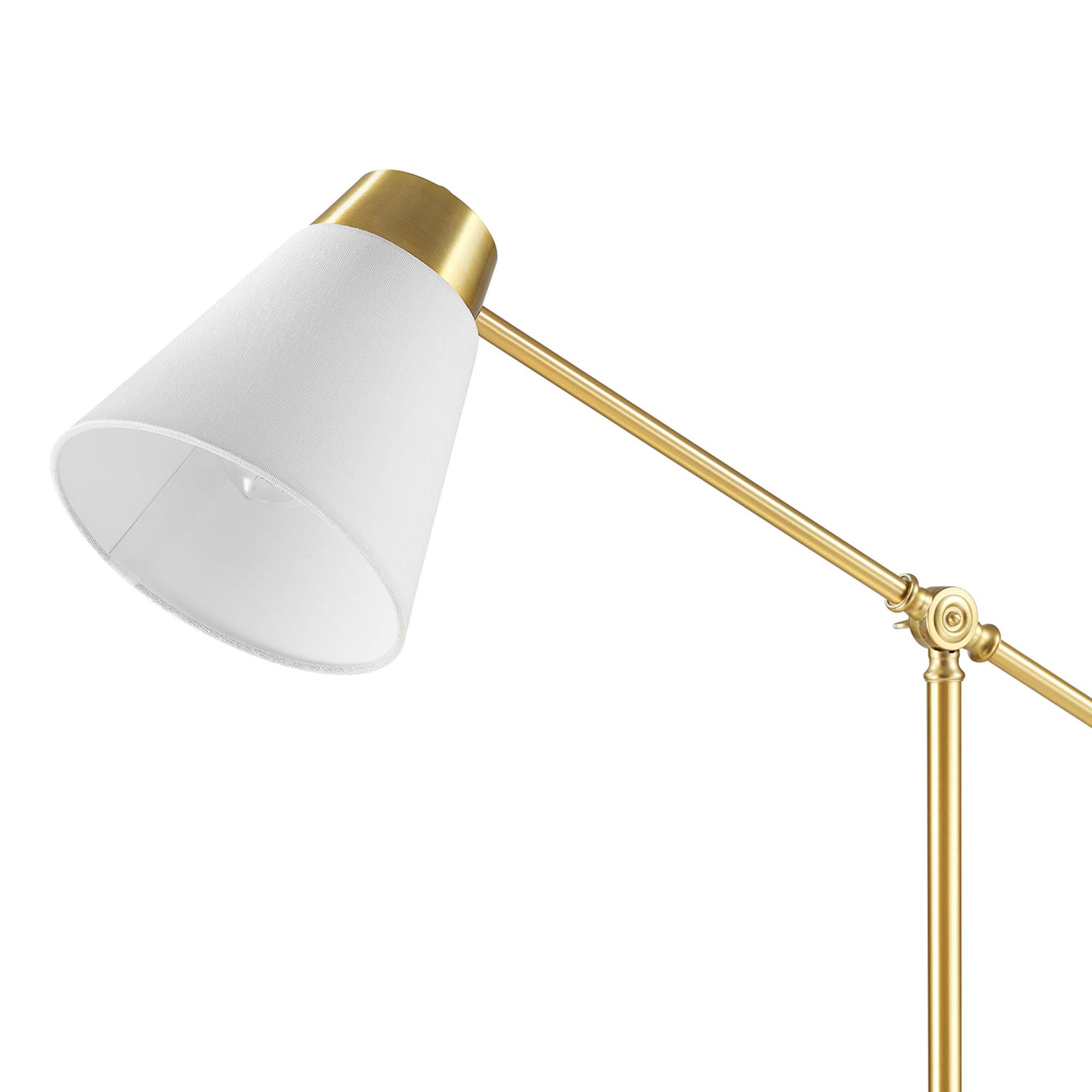 Globe Electric Novogratz x Globe Harrington 65" Floor Lamp, 2-Tone Faux Wood Base, White Fabric Shade, Socket Rotary Switch 67225 Gronata