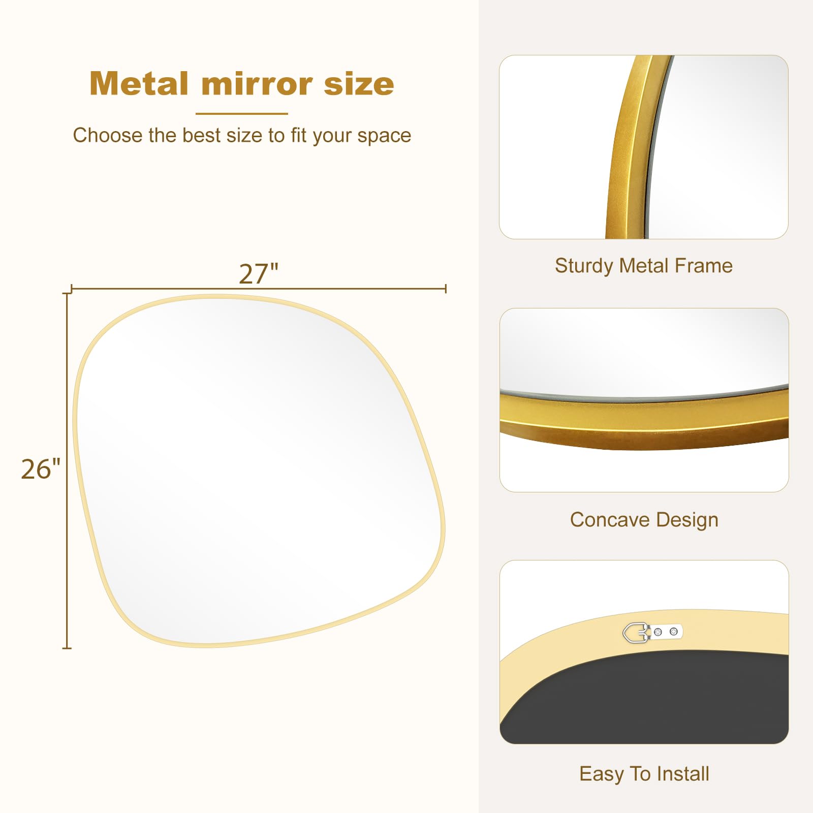 WallBeyond Asymmetrical Mirror, Irregular Mirror Full Length, Boho Wall Mirrors Decorative for Bedroom Living Room Entryway Hall, Mid Century Modern Decor 48" H x 22" W Gronata