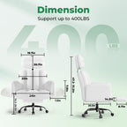 HOMRELEXA Criss Cross Office Chair with Armrests & Wheels, Comfy Velvet Vanity Chair, Ergonomic Executive Gaming Computer Chairs with Foot Rest, Wide Seat Reclining Desk Chair, White Gronata