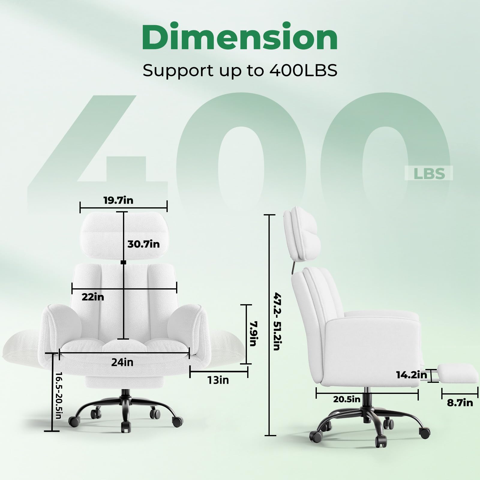 HOMRELEXA Criss Cross Office Chair with Armrests & Wheels, Comfy Velvet Vanity Chair, Ergonomic Executive Gaming Computer Chairs with Foot Rest, Wide Seat Reclining Desk Chair, White Gronata