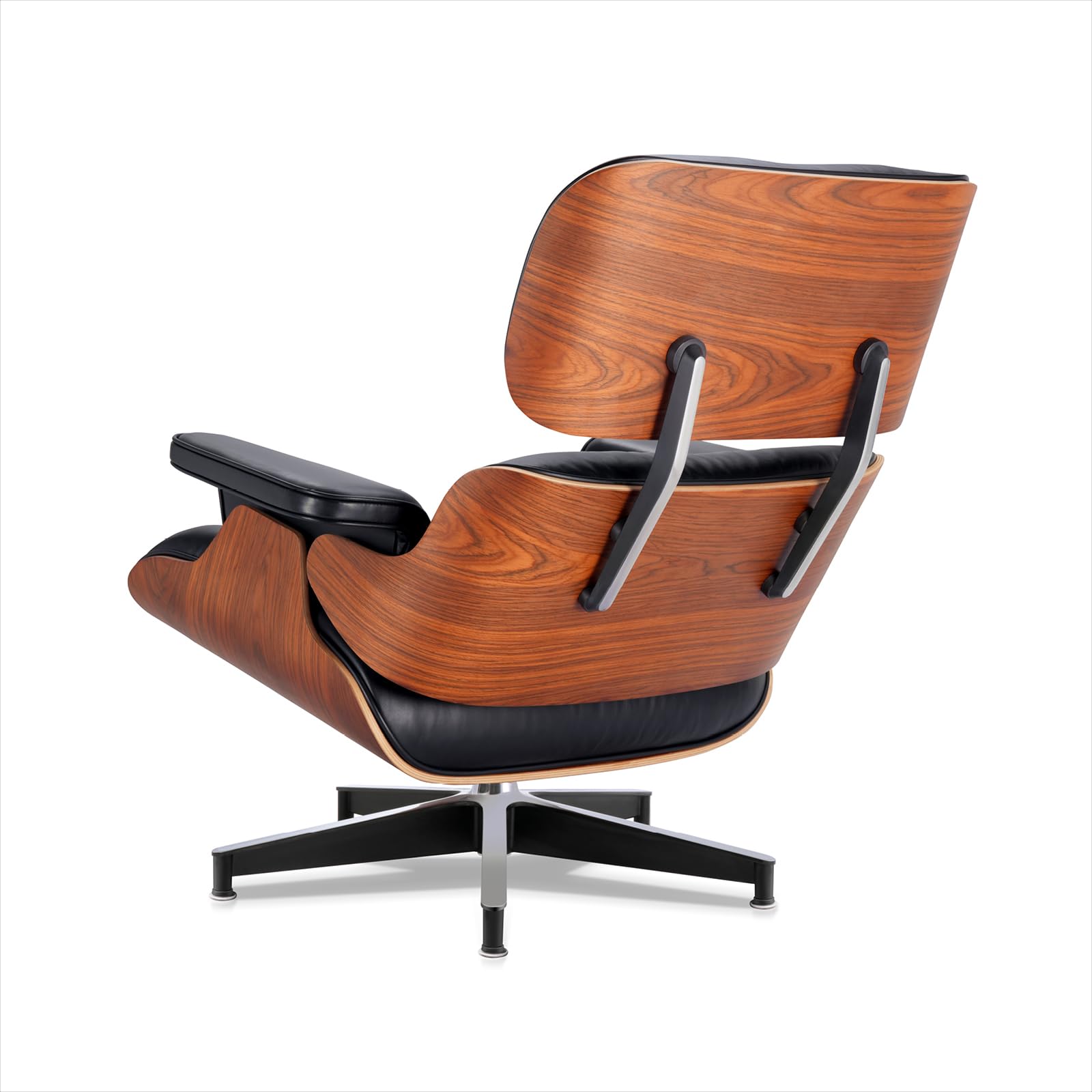 Asukale Top Grain Leather, Mid Century Chaise Lounge Chair and Ottoman, Modern Chair Classic Design, Heavy Duty Base Support for Living Room Study Lounge Office, Palisander-White Gronata