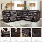 EBELLO Faux Leather Recliner Sofa Furniture Set for Living Room, 2 Recliner Chairs, 3 Seat Reclining Sofa Couch Set for Meeting Room, Brown Gronata