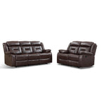EBELLO Faux Leather Recliner Sofa Furniture Set for Living Room, 2 Recliner Chairs, 3 Seat Reclining Sofa Couch Set for Meeting Room, Brown Gronata