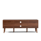 LCRBOL TV Stand for Living Room, Mid Century Modern Entertainment Center for 55/60 inch TVs, TV Console with Fluted Door Cabinets and Open Shelves, for Bedroom, Walnut Gronata