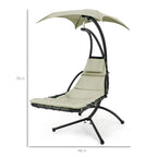Best Choice Products Outdoor Hanging Curved Steel Chaise Lounge Chair Swing w/Built-in Pillow and Removable Canopy - Navy Blue Gronata