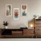IARTTOP Large Boho Mid-century Modern Wood Wall Art 16x32 Inch Framed Green Abstract Leaf Wooden Wall Decor Bohemian Minimalist Geometric Wall Art Decor for Bedroom Living Room Office Set of 3 Gronata
