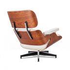 Asukale Top Grain Leather, Mid Century Chaise Lounge Chair and Ottoman, Modern Chair Classic Design, Heavy Duty Base Support for Living Room Study Lounge Office, Palisander-White Gronata